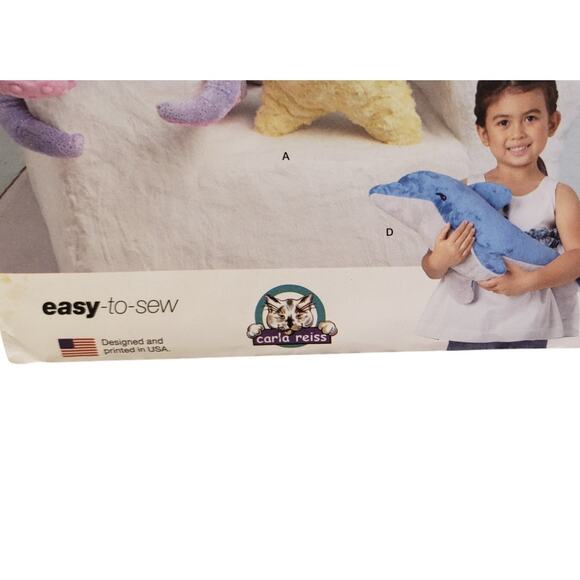 Stuffed Plushies Sewing Pattern Octopus Starfish Dolphin Crab Simplicity 9570 - Picture 2 of 6